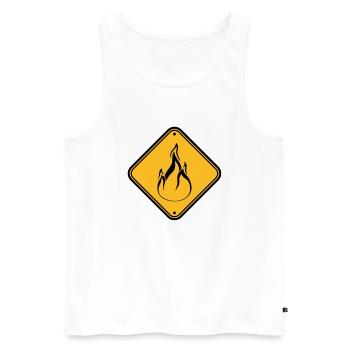 note shield warning caution caution hazard feu - Men's Premium Organic Tank Top - white - Front - AI Model Male 178 light (178cm)