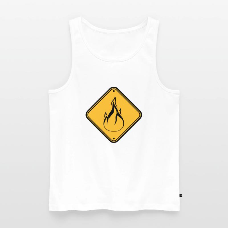 note shield warning caution caution hazard feu Men's Premium Organic Tank Top
