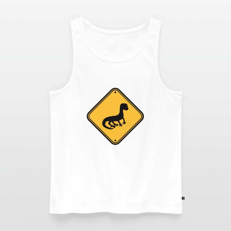 warning caution caution note shield silhouette Men's Premium Organic Tank Top