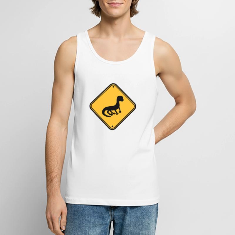 warning caution caution note shield silhouette Men's Premium Organic Tank Top
