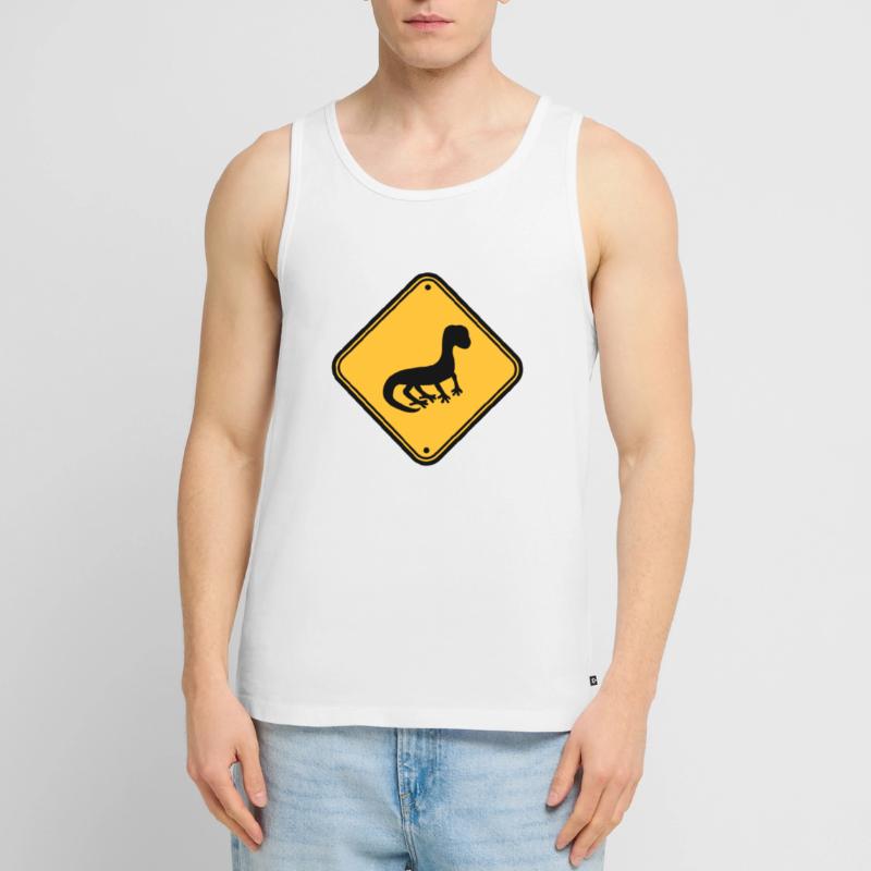 warning caution caution note shield silhouette Men's Premium Organic Tank Top