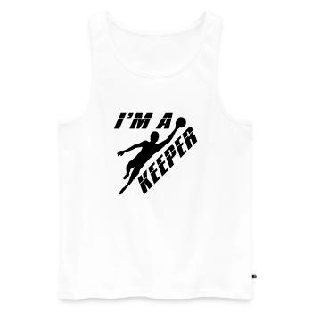 design i am a keeper torwart torhueter halten fuss - Männer Premium Bio Tank Top - Weiß - Vorne - AI Model Male 178 light (178cm)
