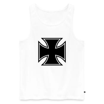 held_kreuz____f1 - Männer Premium Bio Tank Top - Weiß - Vorne - Michal (187cm)