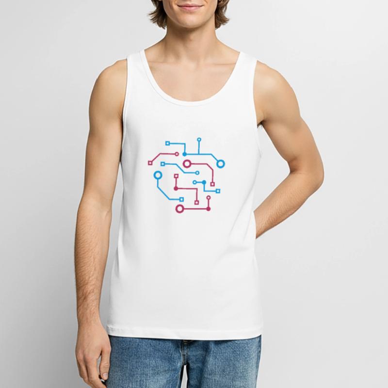 Computer Nerd CPU Data Circuit Electrical Men's Premium Organic Tank Top