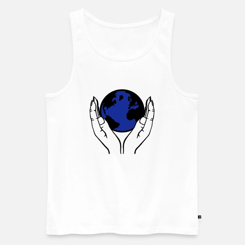 welt in händen - Männer Premium Bio Tank Top - Weiß