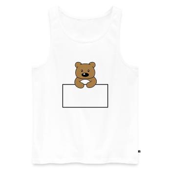 name shield frame text write teddy grizzly ba - Men's Premium Organic Tank Top - white - Front - AI Model Male 178 light (178cm)