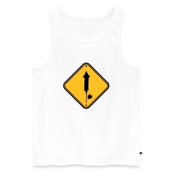 danger warning sign caution caution danger zone - Men's Premium Organic Tank Top - white - Front - AI Model Male 178 light (178cm)