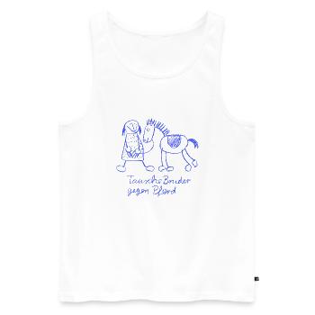 Tausche Bruder gegen Pferd - Männer Premium Bio Tank Top - Weiß - Vorne - Michal (187cm)