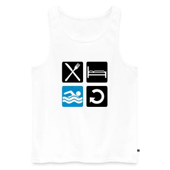 schwimmbad cool buttons schwimmen essen schlafen w - Männer Premium Bio Tank Top - Weiß - Vorne - Michal (187cm)