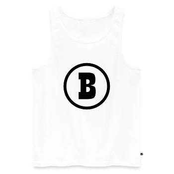 Bembeltown am Main | The Big "B" - Männer Premium Bio Tank Top - Weiß - Vorne - Michal (187cm)