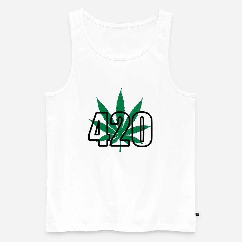 420 Cannabis - Männer Premium Bio Tank Top - Weiß