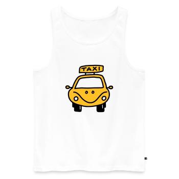 Taxi - En voiture - V2 - Débardeur bio Premium Homme - blanc - Devant - AI Model Male 178 light (178cm)