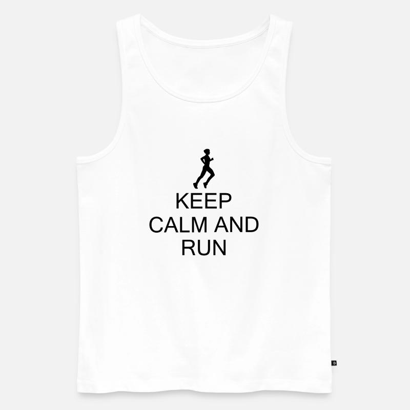 keep Calm and Run - Männer Premium Bio Tank Top - Weiß