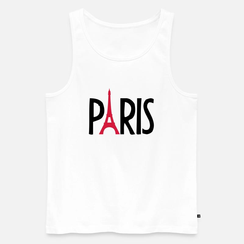 Eiffel Tower France Paris Logo - Männer Premium Bio Tank Top - Weiß