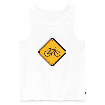Signboard Bicycle Sign Note Zone d'avertissement - Débardeur bio Premium Homme - blanc - Devant - Michal (187cm)