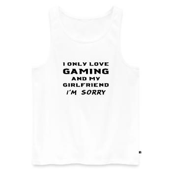 Ich liebe Gaming und meine Freundin Gamer Freund - Männer Premium Bio Tank Top - Weiß - Vorne - Michal (187cm)