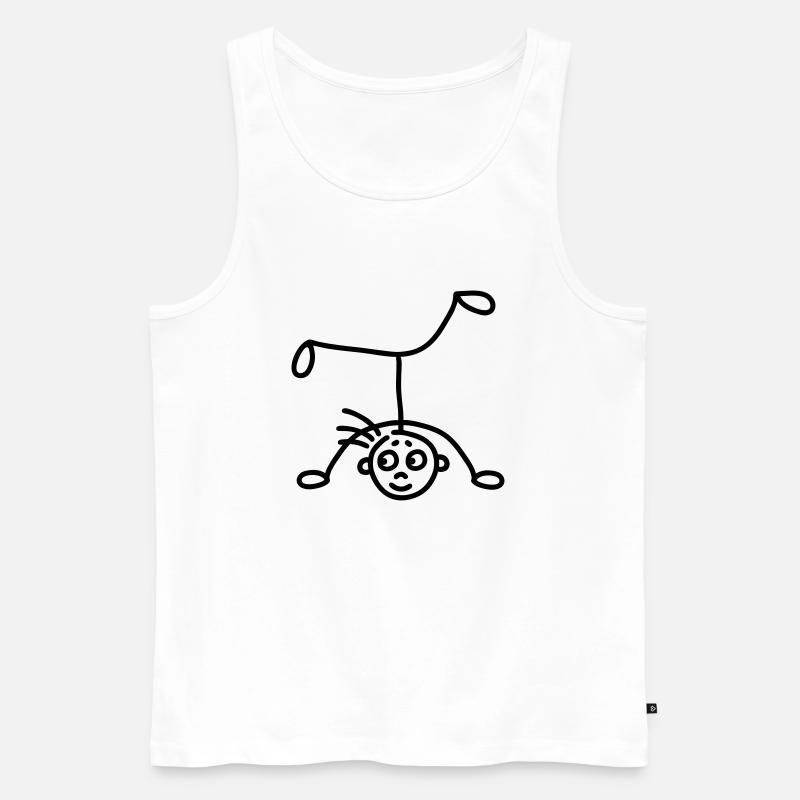 Strichmännchen Kopfstand - Männer Premium Bio Tank Top - Weiß