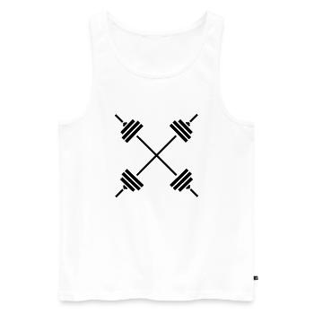 Weights Cross - Männer Premium Bio Tank Top - Weiß - Vorne - AI Model Male 178 light (178cm)