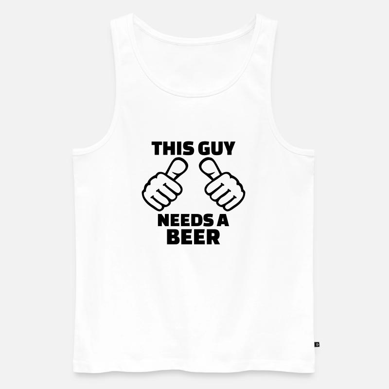 This guy needs a beer - Männer Premium Bio Tank Top - Weiß
