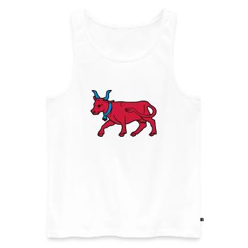 drawing red cow vector butcher breeder - Men's Premium Organic Tank Top - white - Front - AI Model Male 178 light (178cm)
