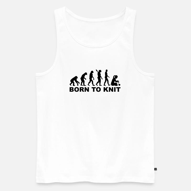 Evolution Knitting - Men's Premium Organic Tank Top - white