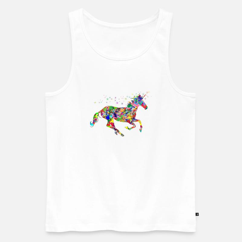 EINHORN Bunt - Männer Premium Bio Tank Top - Weiß