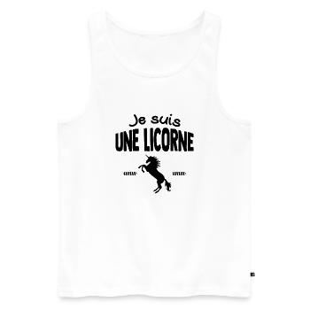 Je suis une licorne - Débardeur bio Premium Homme - blanc - Devant - Michal (187cm)
