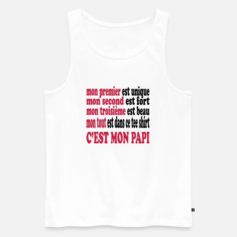 Mon papi est beau - Männer Premium Bio Tank Top - Weiß