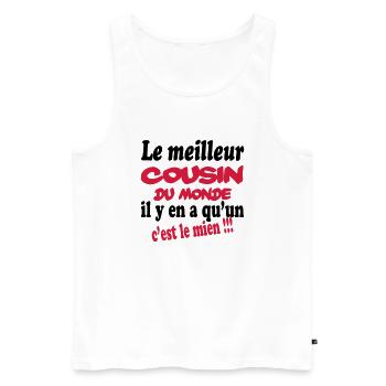 Le meilleur cousin du monde c'est le mien !!! - Men's Premium Organic Tank Top - white - Front - Michal (187cm)