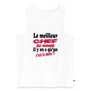 Le meilleur chef du monde c'est le mien !!! - Men's Premium Organic Tank Top - white - Front - Michal (187cm)