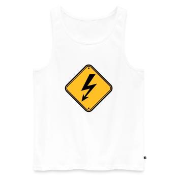 schild hinweis elektrisch blitz strom energie star - Männer Premium Bio Tank Top - Weiß - Vorne - AI Model Male 178 light (178cm)