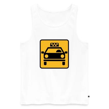 Taxi - Men's Premium Organic Tank Top - white - Front - Michal (187cm)