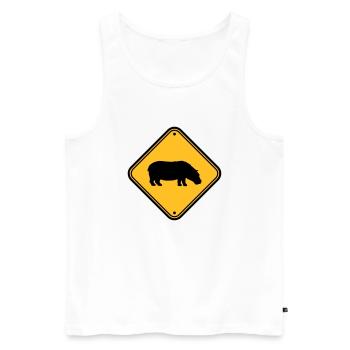Attention bouclier d'hippopotame - Débardeur bio Premium Homme - blanc - Devant - Michal (187cm)