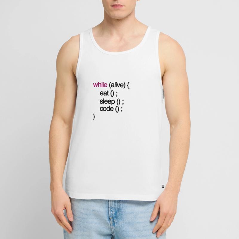 while alive code Informatiker programming coding Männer Premium Bio Tank Top