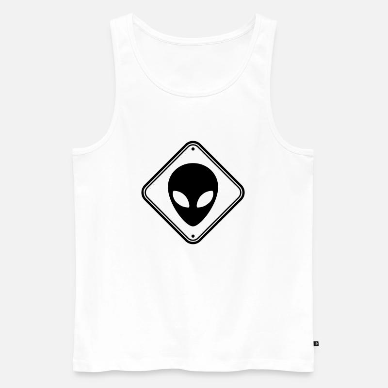 Warnung Alien Hinweis - Männer Premium Bio Tank Top - Weiß