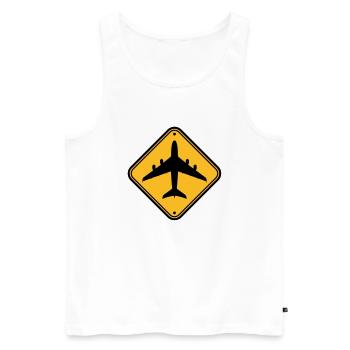 Schild Flugzeug Zone - Männer Premium Bio Tank Top - Weiß - Vorne - AI Model Male 178 light (178cm)