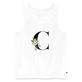 lettre C fleuris - Débardeur bio Premium Homme - blanc - Devant - Michal (187cm)
