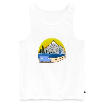 VAN LIFE VANLIFER NOMADS - Débardeur bio Premium Homme - blanc - Devant - AI Model Male 178 light (178cm)