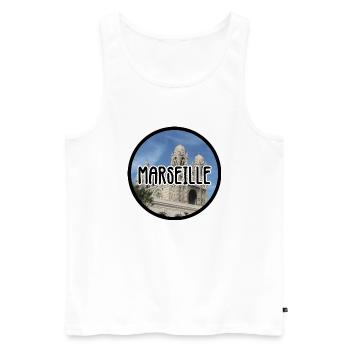 Marseille La Major - Débardeur bio Premium Homme - blanc - Devant - AI Model Male 178 light (178cm)