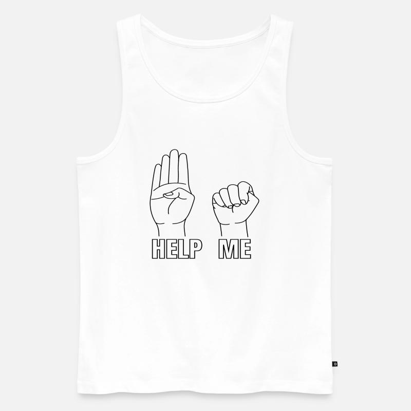 Help me - Männer Premium Bio Tank Top - Weiß