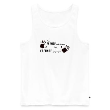 Als Fremde gekommen, als Freunde gegangen - Männer Premium Bio Tank Top - Weiß - Vorne - AI Model Male 178 light (178cm)