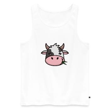 cute cow face | Head - Men's Premium Organic Tank Top - white - Front - Michal (187cm)