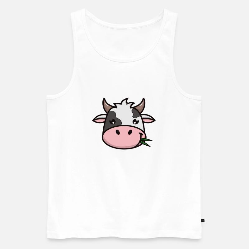 süßes Kuh Gesicht | Kopf - Männer Premium Bio Tank Top - Weiß