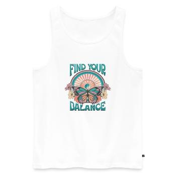 Find your Balance Butterfly Hippie - Men's Premium Organic Tank Top - white - Front - Michal (187cm)