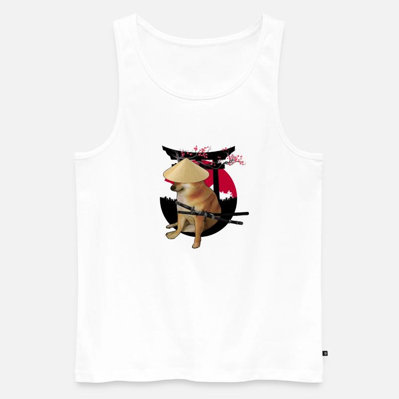 CHEEMS SAMURAI - Männer Premium Bio Tank Top - Weiß