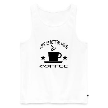 Coffee - Men's Premium Organic Tank Top - white - Front - Michal (187cm)