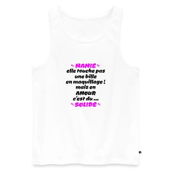 mamie , c'est du solide !! - Débardeur bio Premium Homme - blanc - Devant - Michal (187cm)