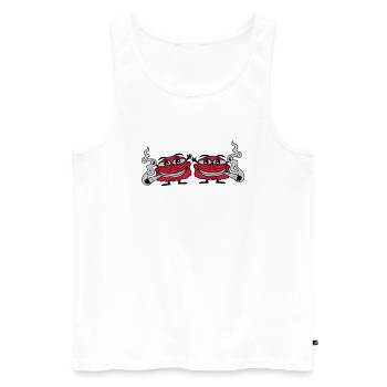 2 hemp-smoking monsters - Men's Premium Organic Tank Top - white - Front - AI Model Male 178 light (178cm)