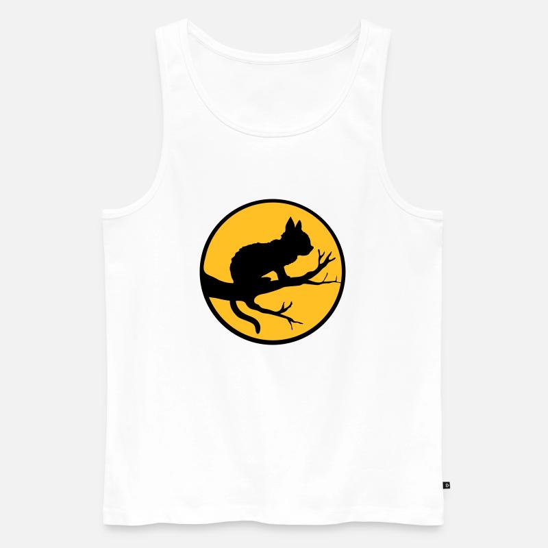 Schwarze Katze Mond Baum - Männer Premium Bio Tank Top - Weiß