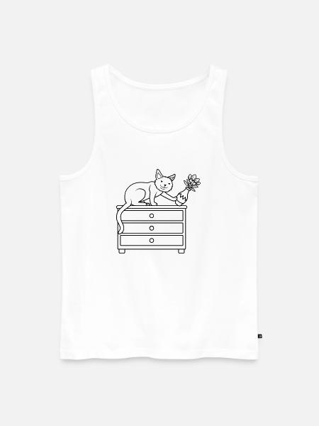 Blumenvase umgestoßen böse Katze - Männer Premium Bio Tank Top - Weiß